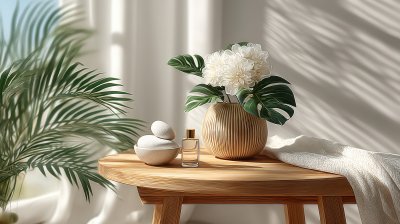 White Wooden Round Side Table With Tropical Plant 2c91aecf 676c 4889 A9c2 05c1da88d9d3 1 Gigapixel Standard 6x