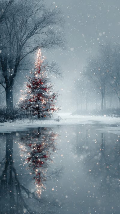 Winter Landscape Featuring A Decorated Christmas T 23b5a972 1e22 406a 99f9 31dde28961e9 1 Gigapixel Standard 6x