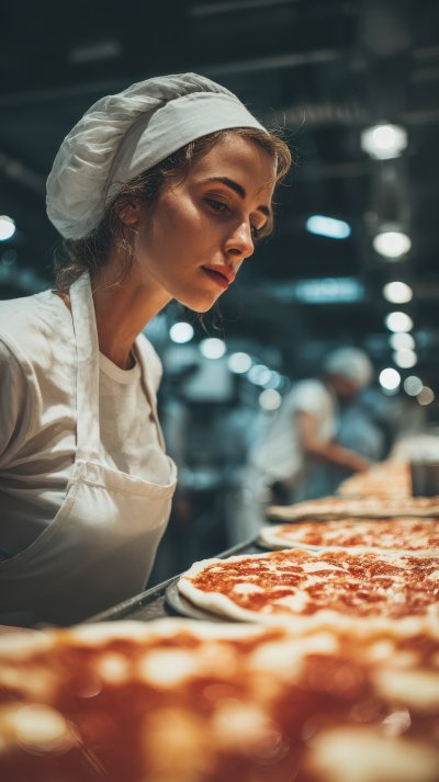 Woman Preparing Pizzas In Pizza Company. Cheese F 4c18535c 9625 4618 9a48 E927744a70c1 1 Gigapixel Standard 6x
