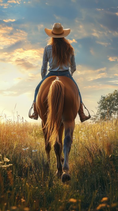 Young Cow Girl Walking Horse In Green Field. Peop E023717f Ec2f 4578 A1ad 776e294be0eb 1 Gigapixel Standard 6x