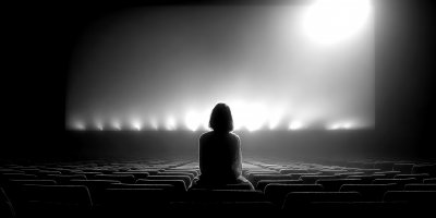 Young Woman Watching A Blank Screen In An Empty C D70cc1a4 F72a 4b0d Ac1b 214861249a7f 1 (2) Gigapixel Standard 6x Bw