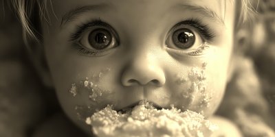 Baby Feeding Process. The First Baby Food. Little D66b46a7 8af2 4985 82fd 90393d6136ef 0 Gigapixel Standard 6x Sepia