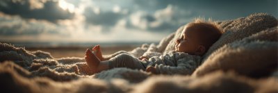 Baby Lying On White Bed And Holding Legs. Cute Baby 908c1fa1 25fd 4765 8b0d 6dc989fa21d5 3 Gigapixel Standard 6x