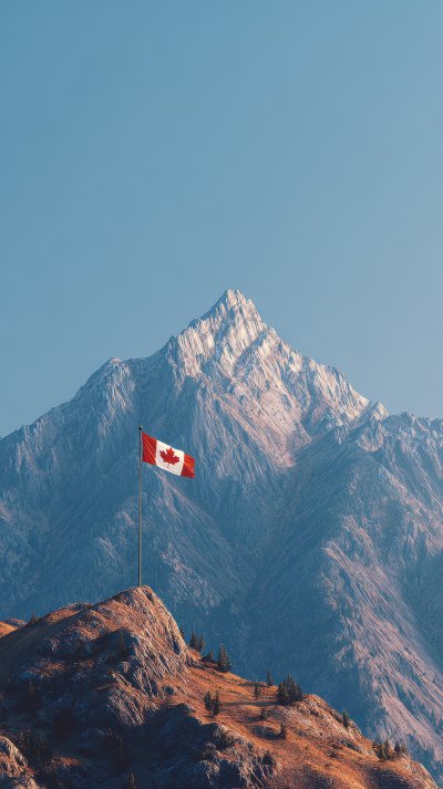Canadian Flag With Mountain Backdrop. Canadian Fla 5afeb53d Da97 47c5 9d4a 2a746166bb46 1 Gigapixel Standard 6x