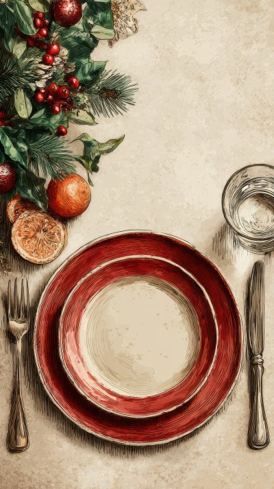 Christmas Table Meal Setting. Christmas Meal. Illu B4b5f671 79d2 444d 9f6d Fcc4feed2db2 1 Gigapixel Standard 6x