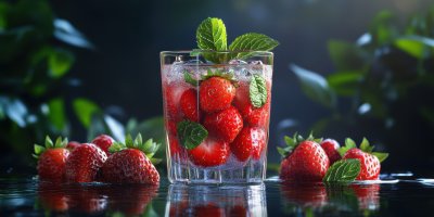 Cocktail With Strawberries And Mint Cocktail With Fruits Ultra Realistic Photorealistic Ar 2 1 Stylize 250 1737700600 Gigapixel Standard 6x