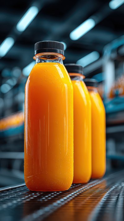 Orange Juice Beverage Plastic Bottle In Factory. 5b576d4d 21b7 44eb B9cc Cd6c64097b3a 1 Gigapixel Standard 6x