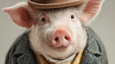 Pig In Hat And Formal Wear. Pig. Ultra Realistic. 4e39fd89 485f 46a0 Bd18 D8829ee553c1 3 Gigapixel Standard 6x