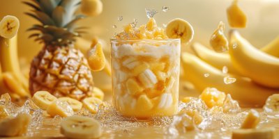 Pineapple Smoothie Decorated With Banana Pieces A A2acfec2 0b37 45af B9e5 895284187949 2 Gigapixel Standard 6x