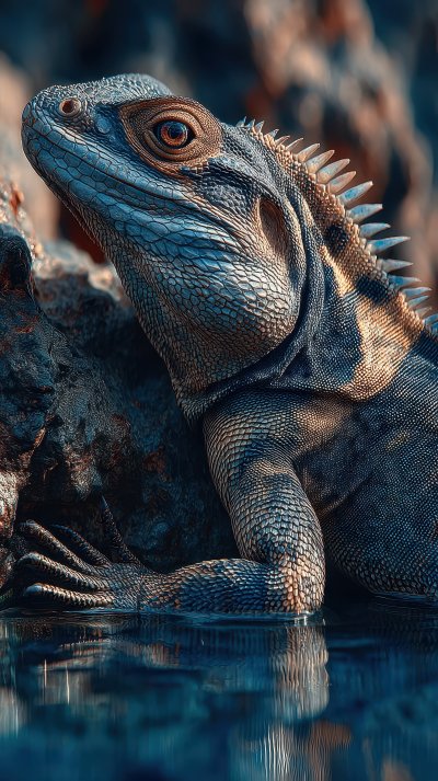 Reptile Lying On The Rock. Beautiful Dinosa 6a420aa5 Abc8 4530 832c Ee650ae2fc12 1 Gigapixel Standard 6x