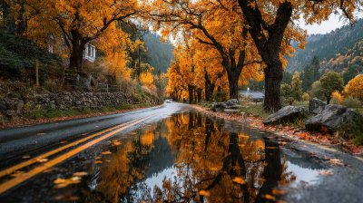 Road Is Covered With Fallen Leaves With The Trees 10ebab3f F173 4c17 Af03 8ea6ff4638dc 0 Gigapixel Standard 6x