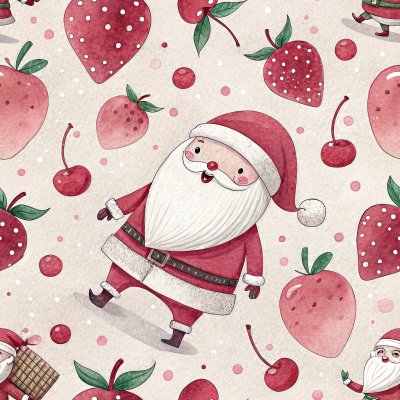 Seamless Texture Featuring Santa Claus In Kawaii I (6) Gigapixel Cgi 6x