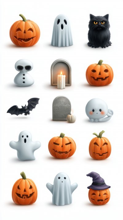 Set Of Icons Halloween Elements Isolated On Whit Cb993ba7 6b34 476a B618 369b39c4bee9 3 Gigapixel Standard 6x