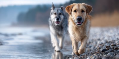 Two Dogs Running And Barking On The Beach With Re E58d1741 A4c2 429c Adfb D5d42c4bc452 0 Gigapixel Standard 6x