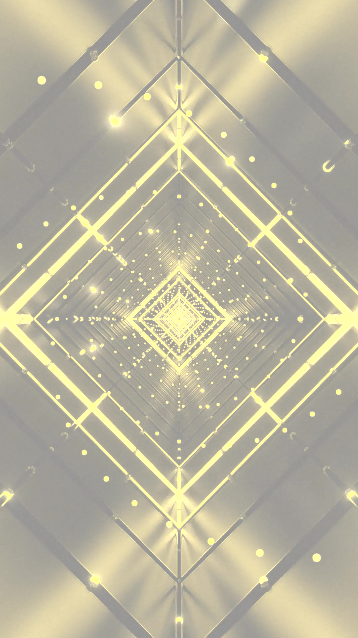 Seamless tunnel video loop features glowing lights and geometric