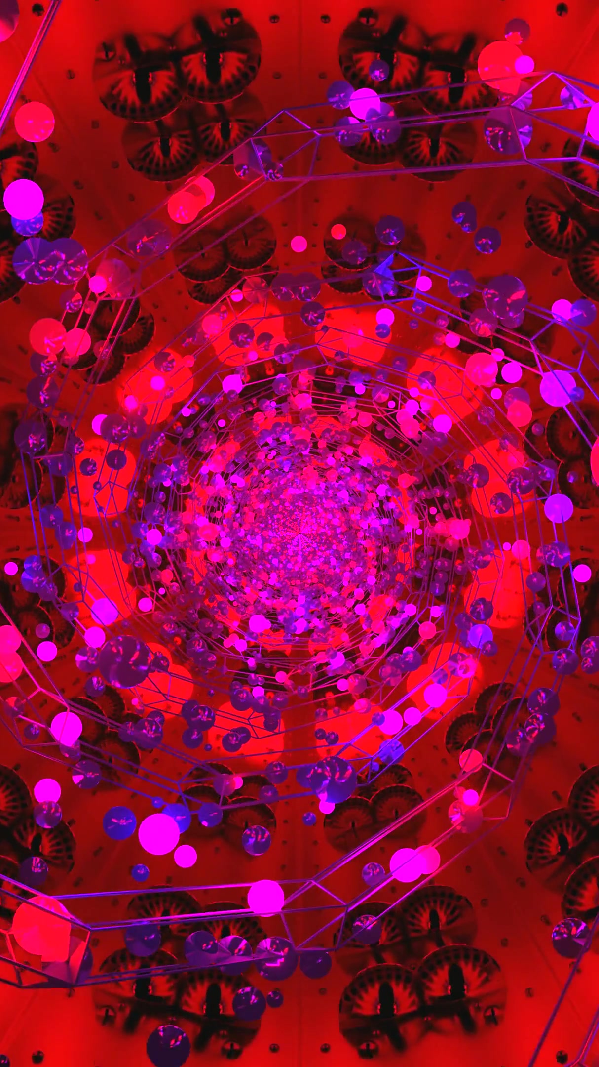 Vibrant tunnel video vj loop displays colorful patterns in a seam