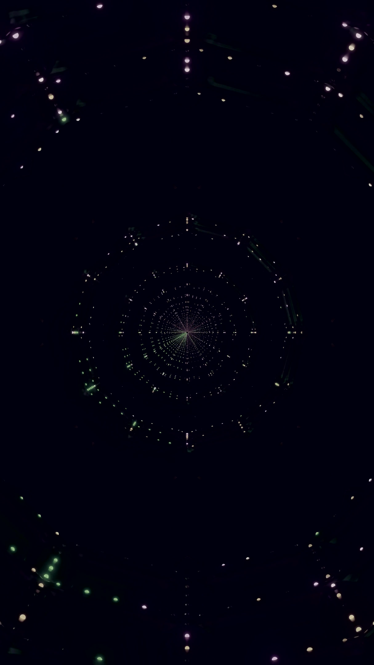 Seamless tunnel visual loop for screensaver with dynamic light pa