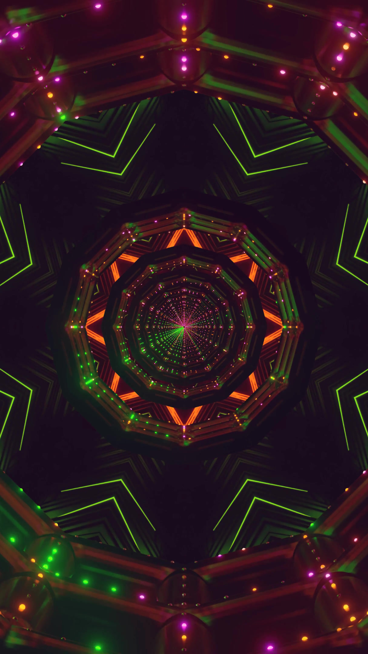 Mesmerizing tunnel video loop transition with vibrant colors and