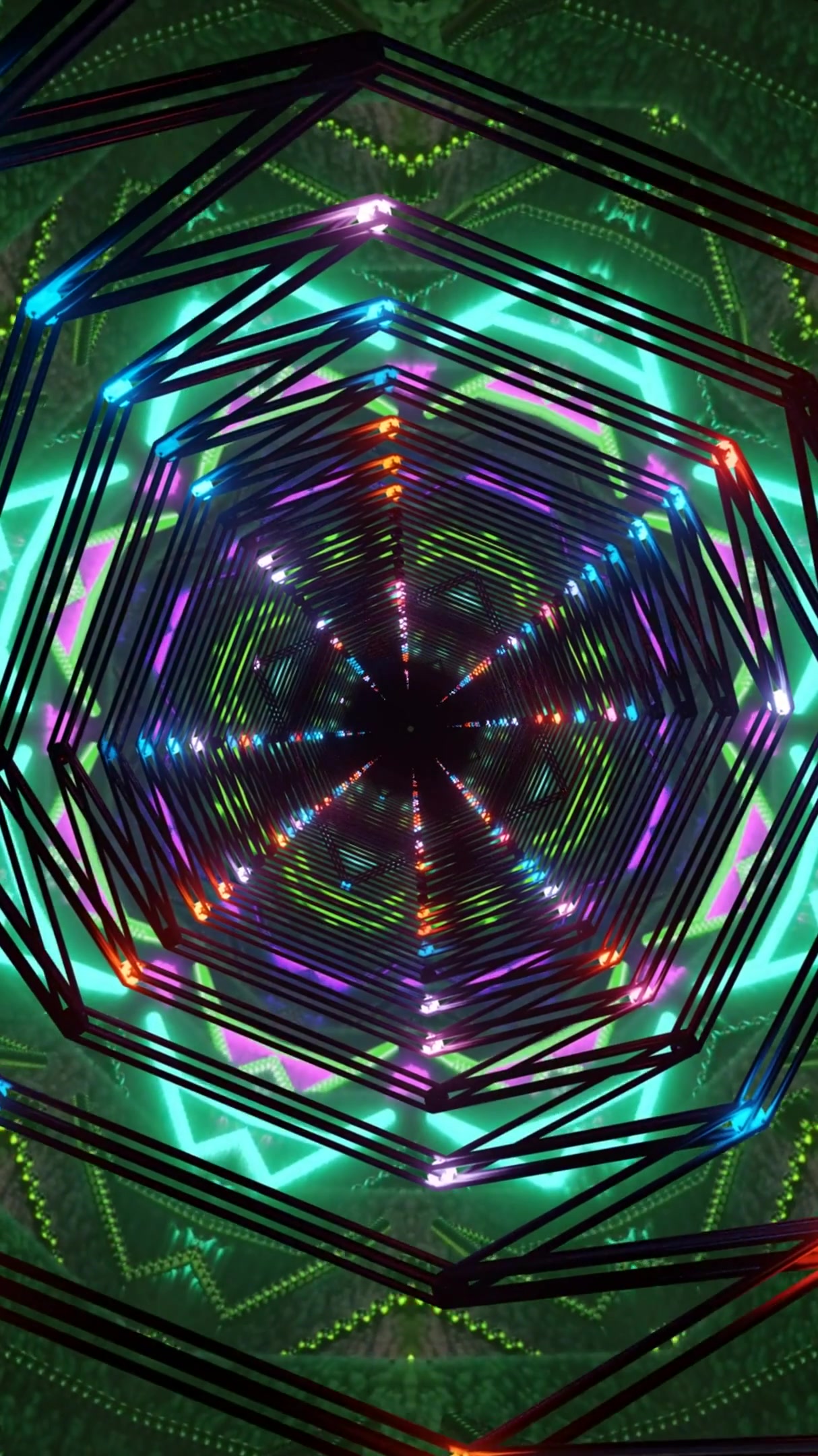 Colorful tunnel vj loop creating an immersive and vibrant screensaver experience for relaxation or entertainment