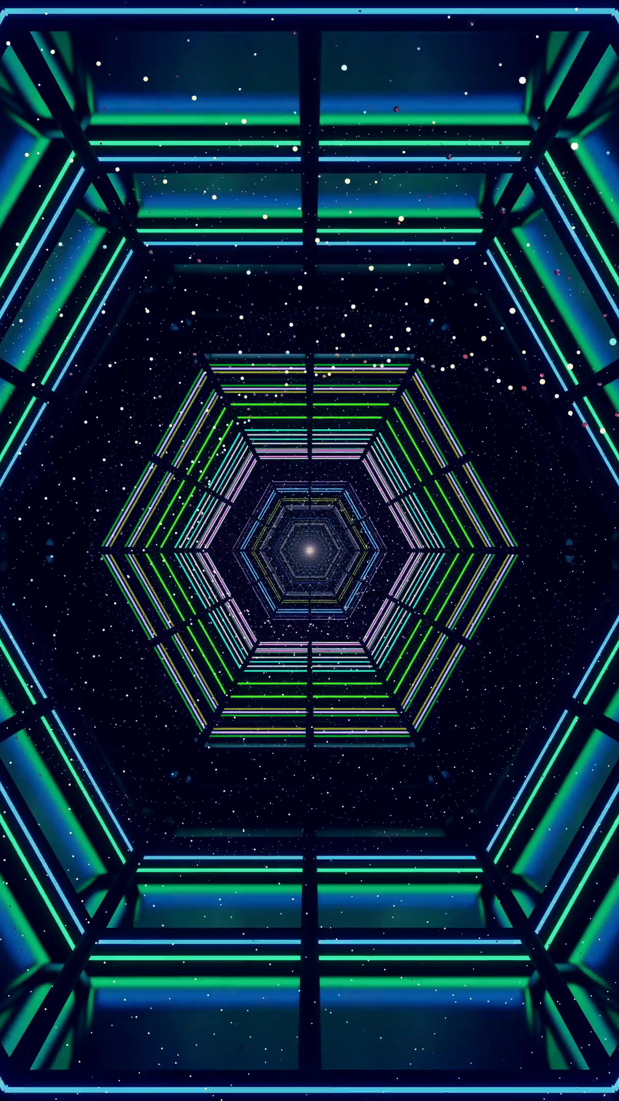 Colorful tunnel video loop screensaver showcasing vibrant lights