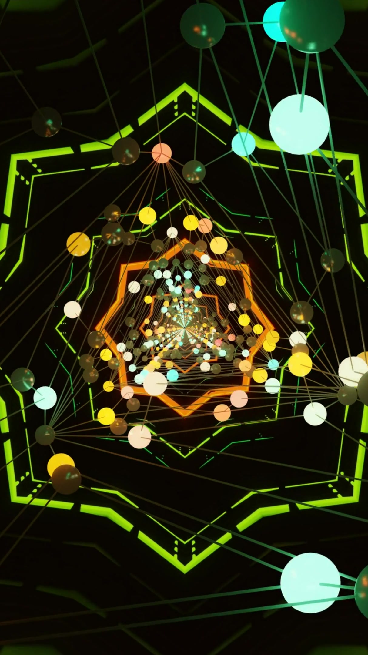 Dynamic tunnel video loop providing a seamless visual experience with vibrant colors and patterns during any time of day