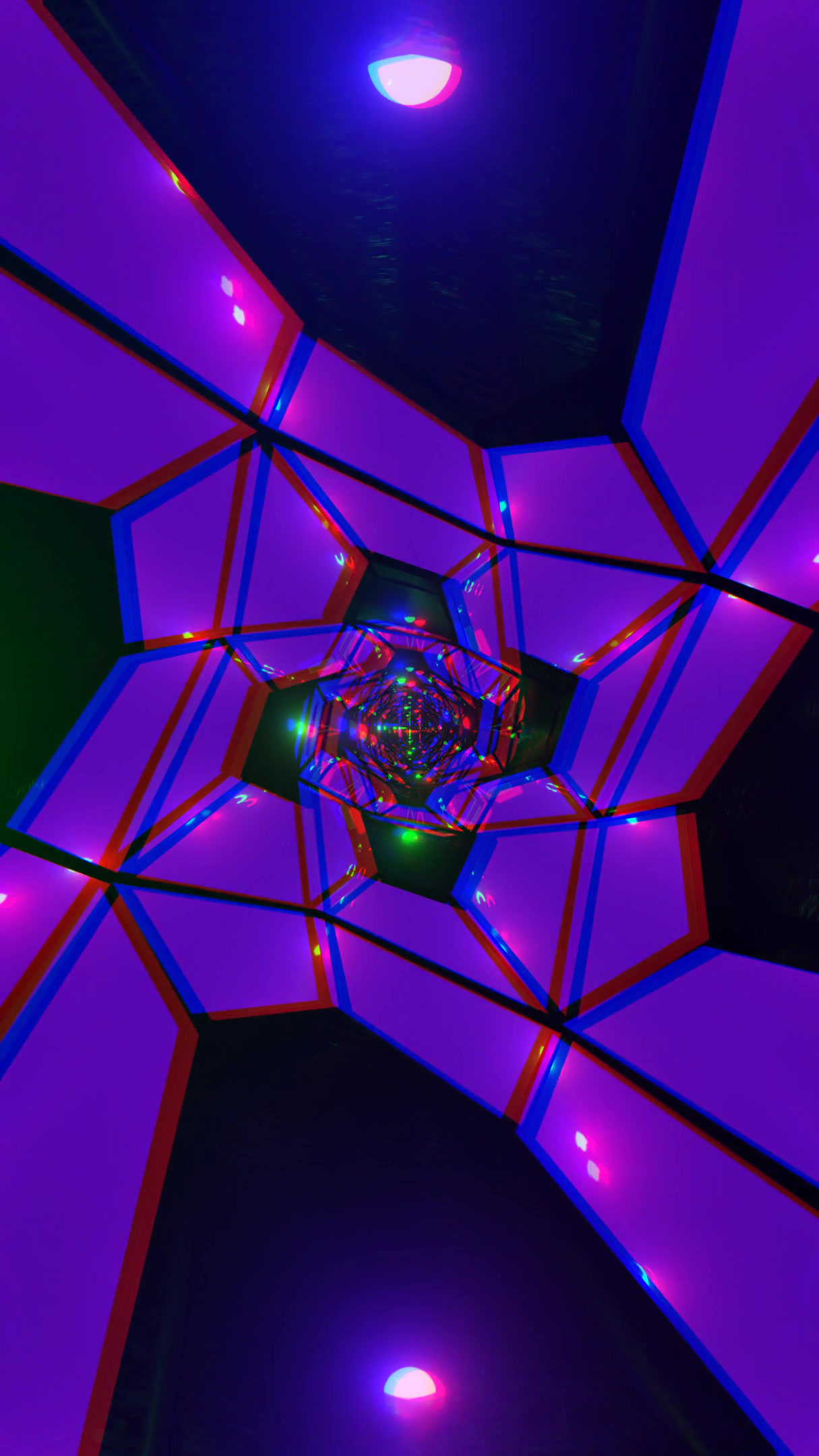 Seamless loop of colorful tunnel lights creating a mesmerizing vi