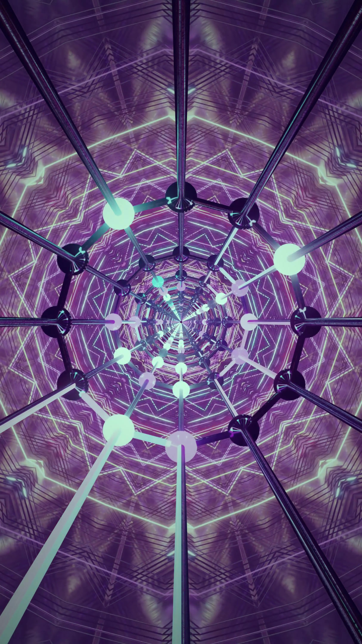 Seamless tunnel video loop featuring vibrant patterns and captiva