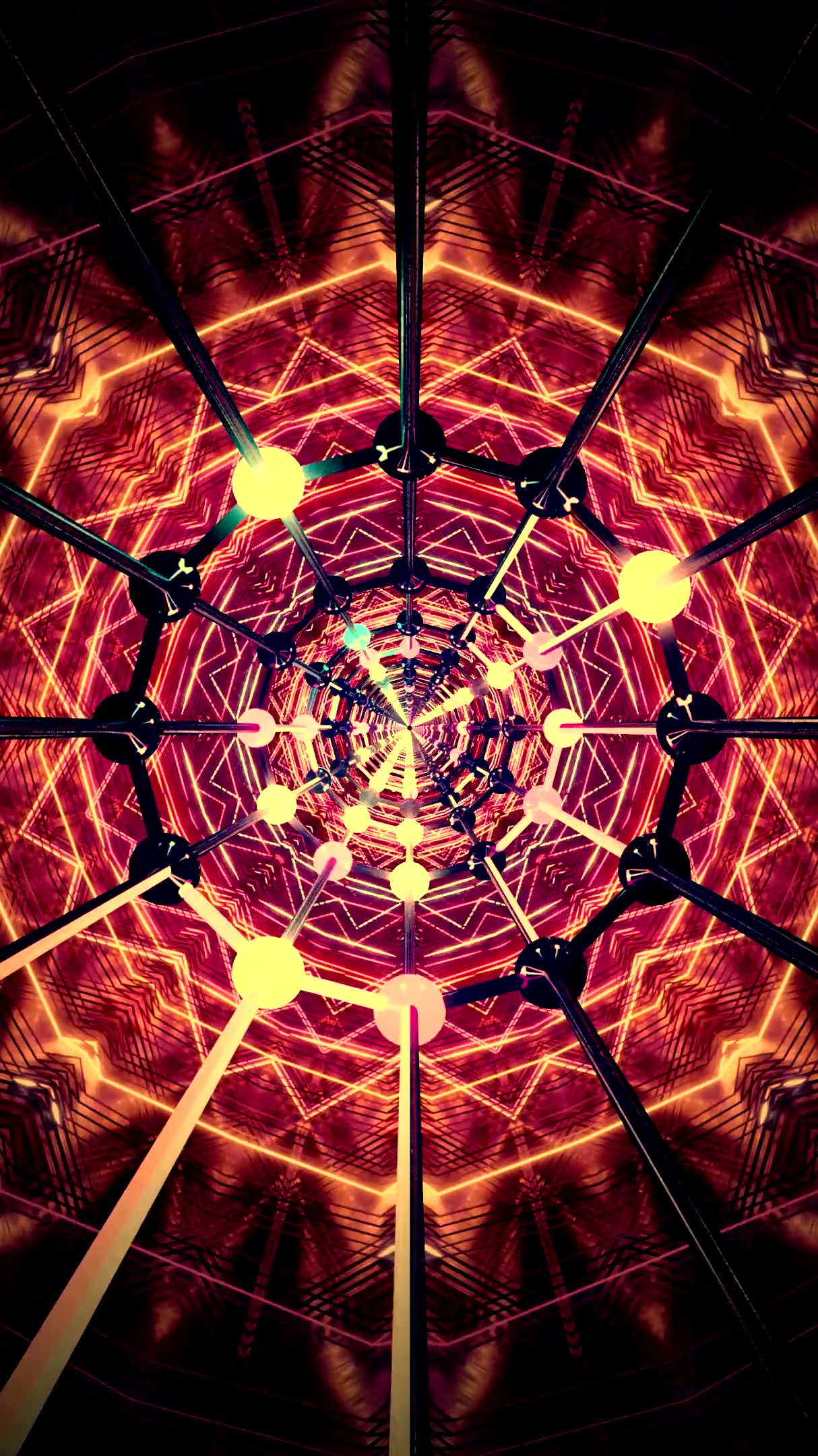 Mesmerizing tunnel video loop with vibrant colors and geometric p