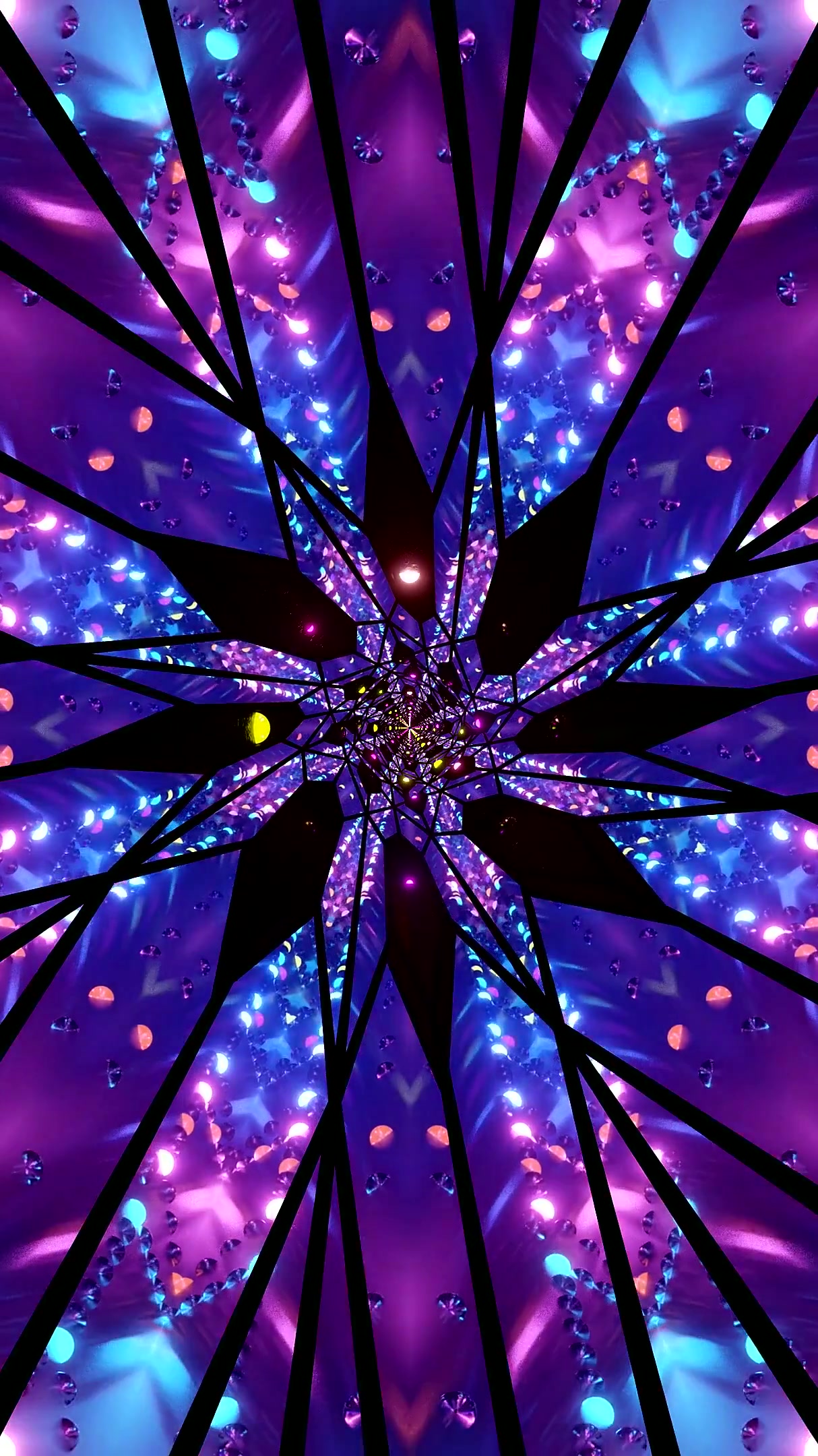 Colorful tunnel video loop featuring dynamic patterns and seamles