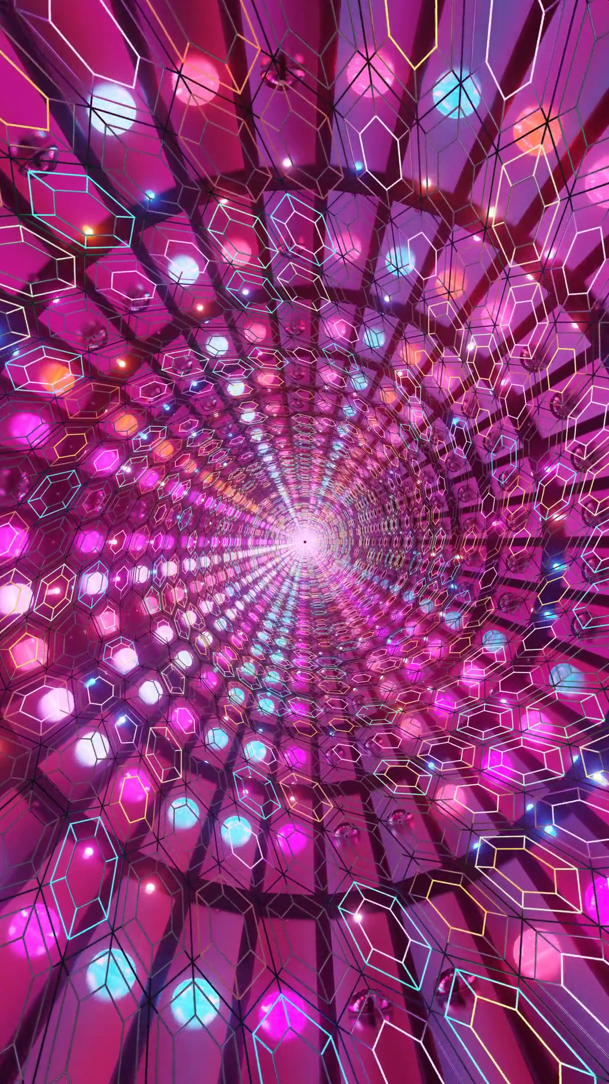 Endless tunnel video vj loop screensaver creates a mesmerizing visual experience with vibrant colors and geometric patterns