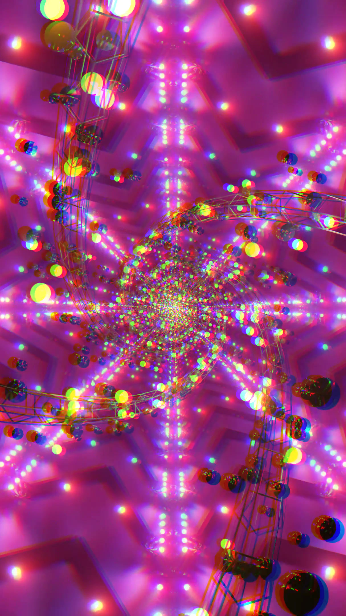 Vibrant tunnel video loop with colorful lights and swirling patterns creating an immersive atmosphere