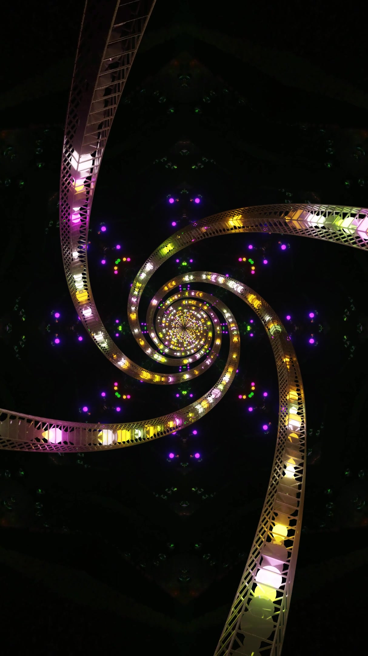Vj loop of a colorful tunnel creating a captivating visual experience that endlessly swirls with vibrant lights