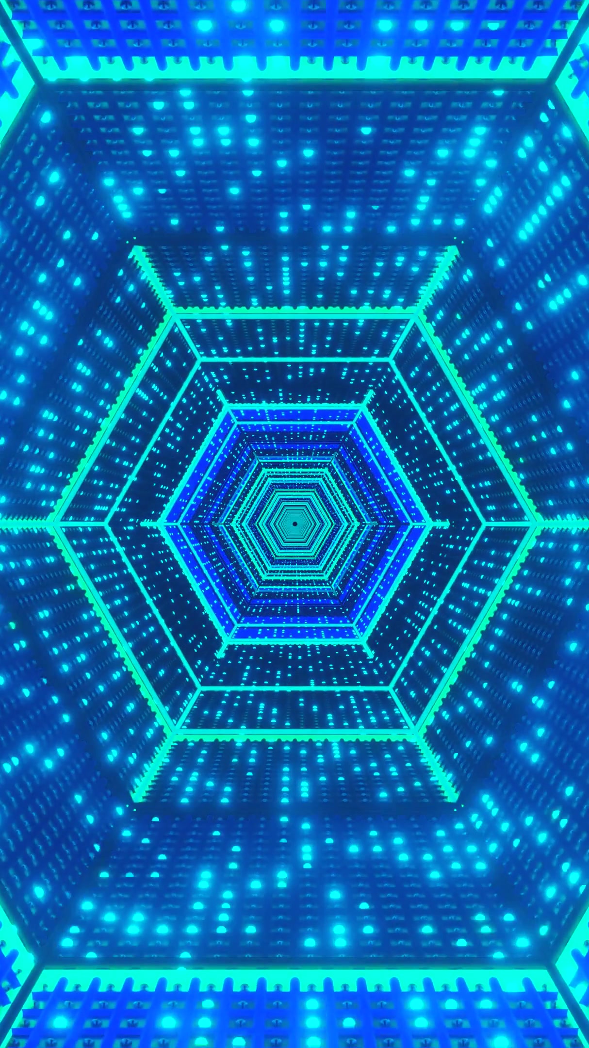 Seamless loop of vibrant tunnel visuals creating an immersive experience with shifting blue lights