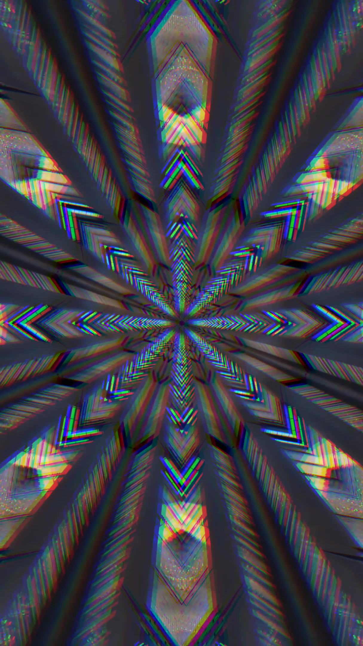 Seamless tunnel video loop shows vibrant geometric patterns in motion
