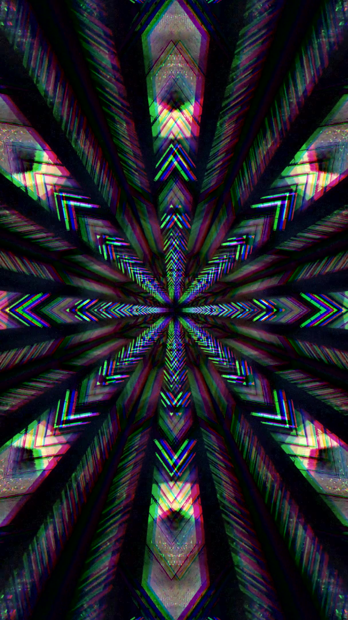 Tunnel visual journey with colorful patterns in seamless loop