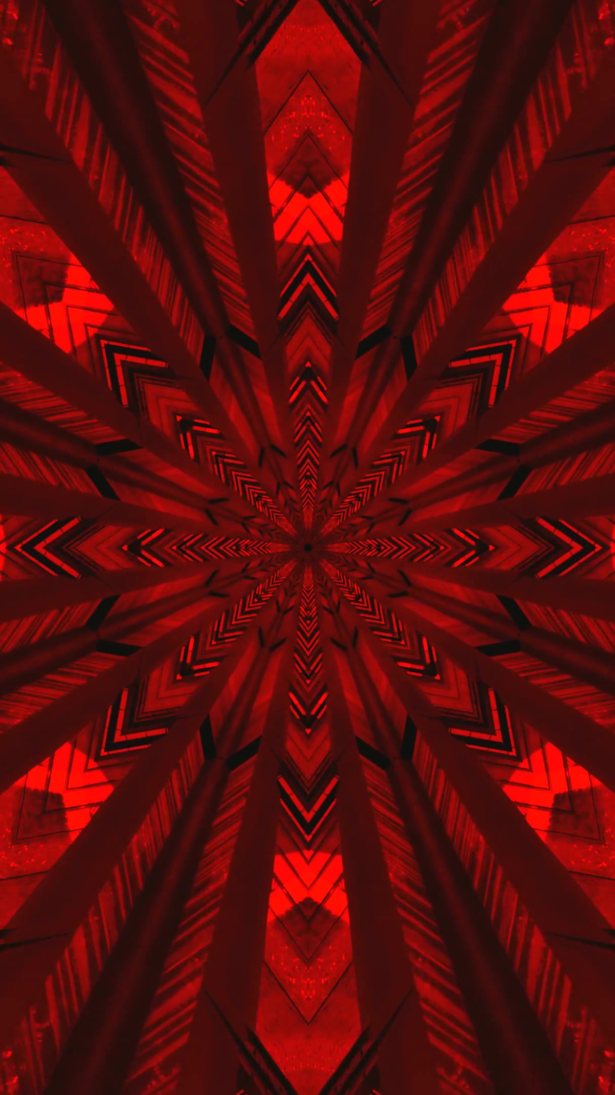 Seamless tunnel video loop in vibrant red tones for relaxing screensaver experience
