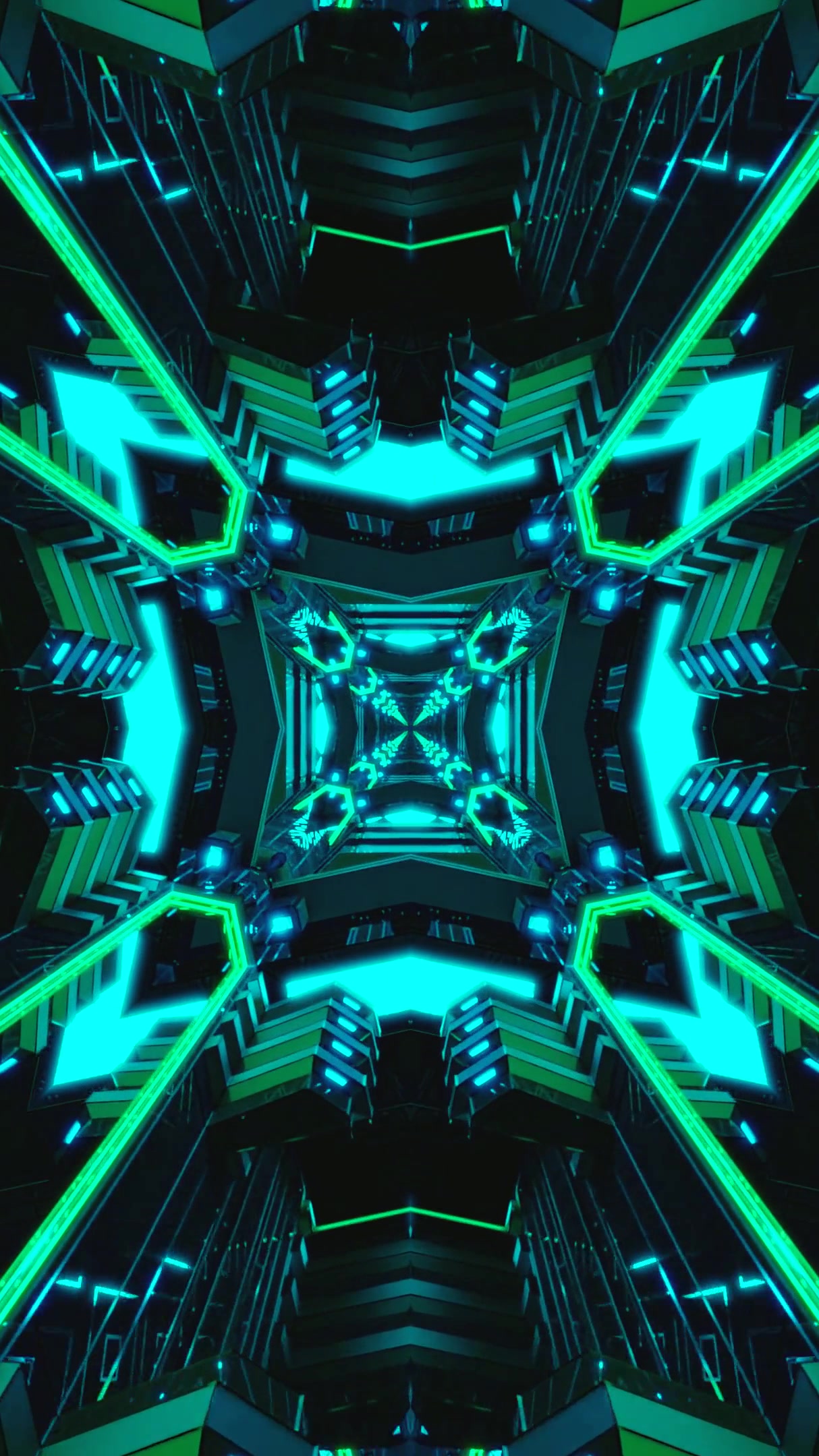 Seamless looping tunnel video vj loop screensaver with vibrant light effects and geometric patterns