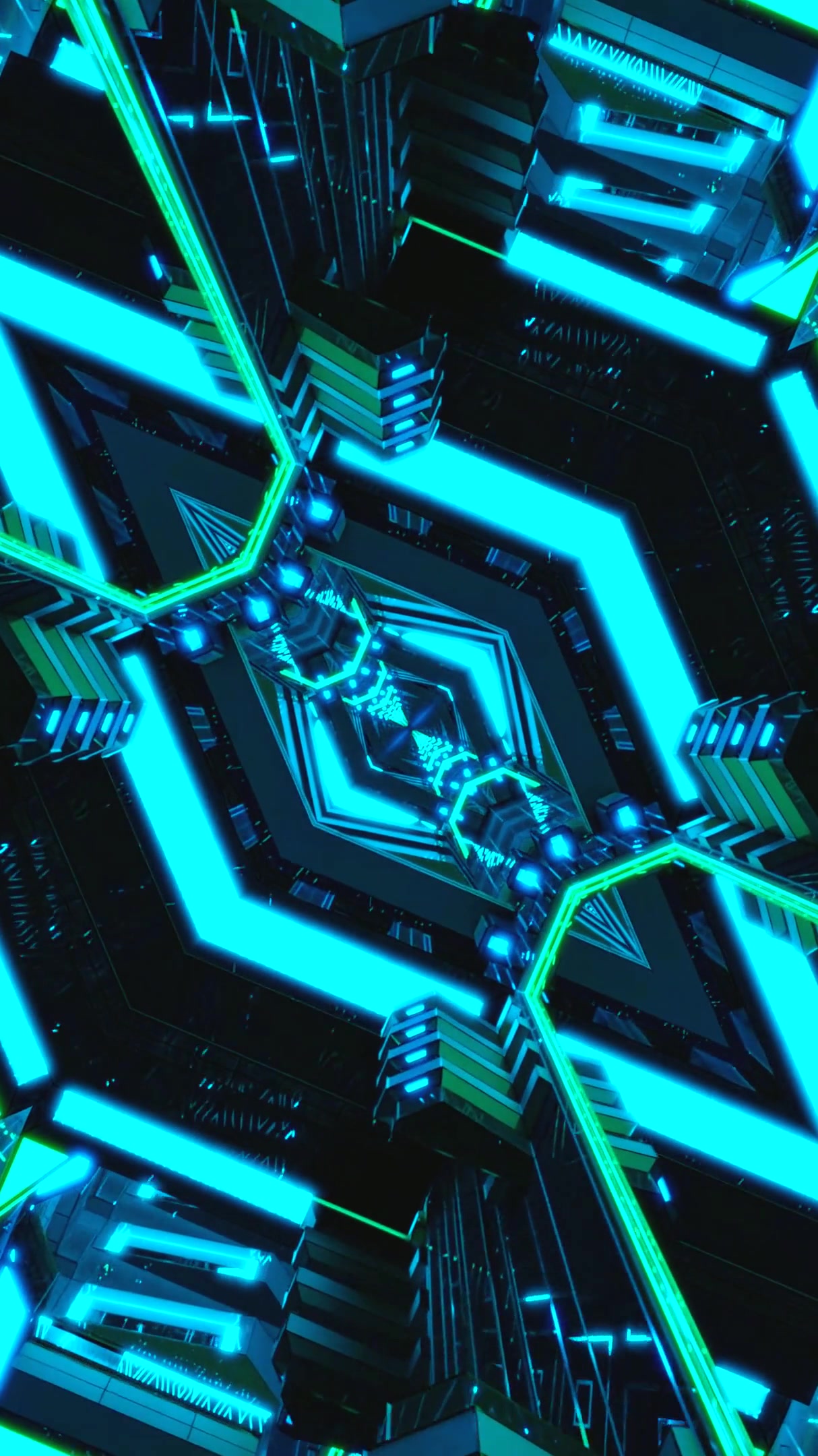 Explore a vibrant tunnel with glowing lights in seamless motion loop for relaxation and ambiance