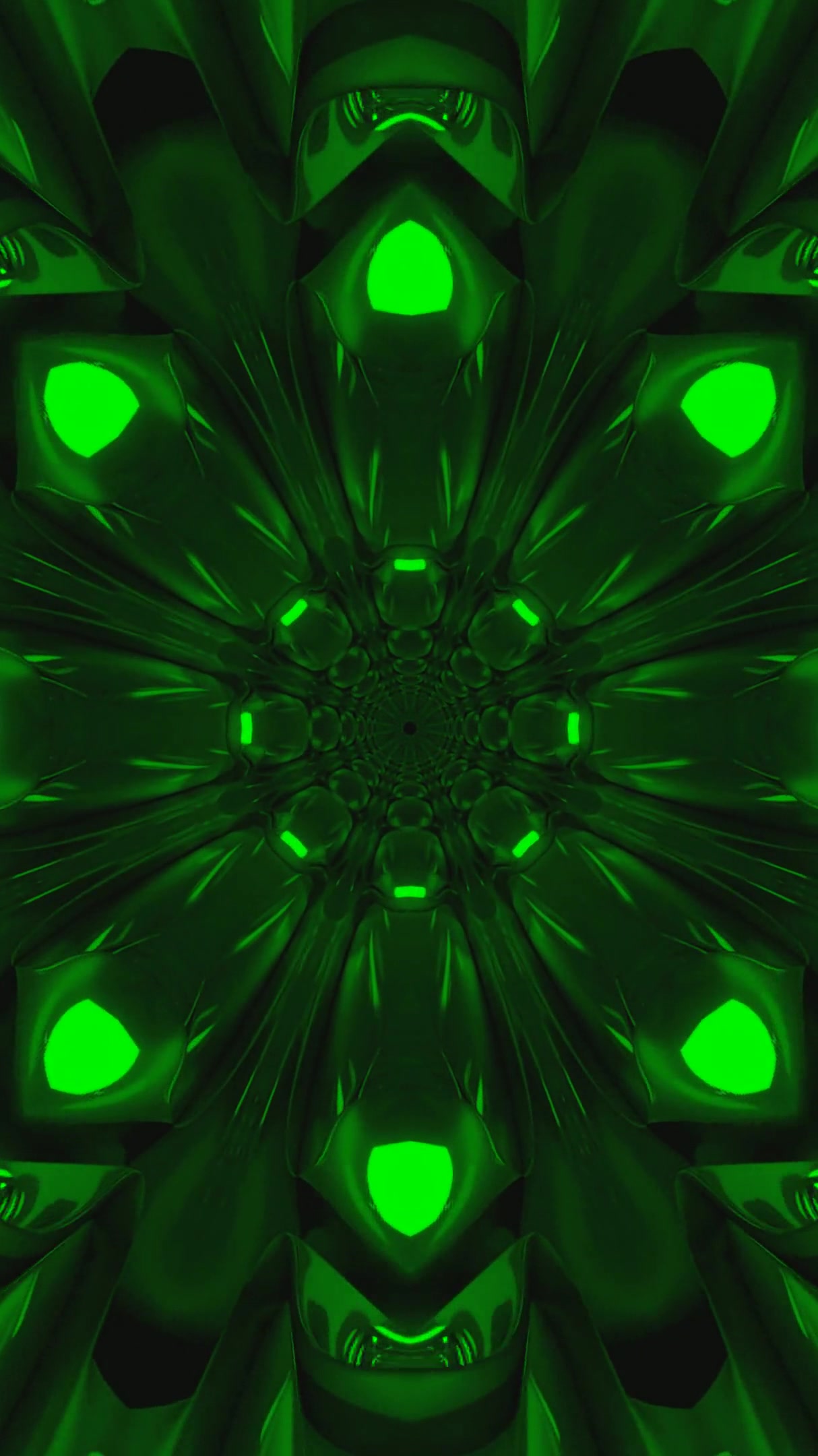 Seamless green tunnel video loop for ambient screensaver effects in creative spaces