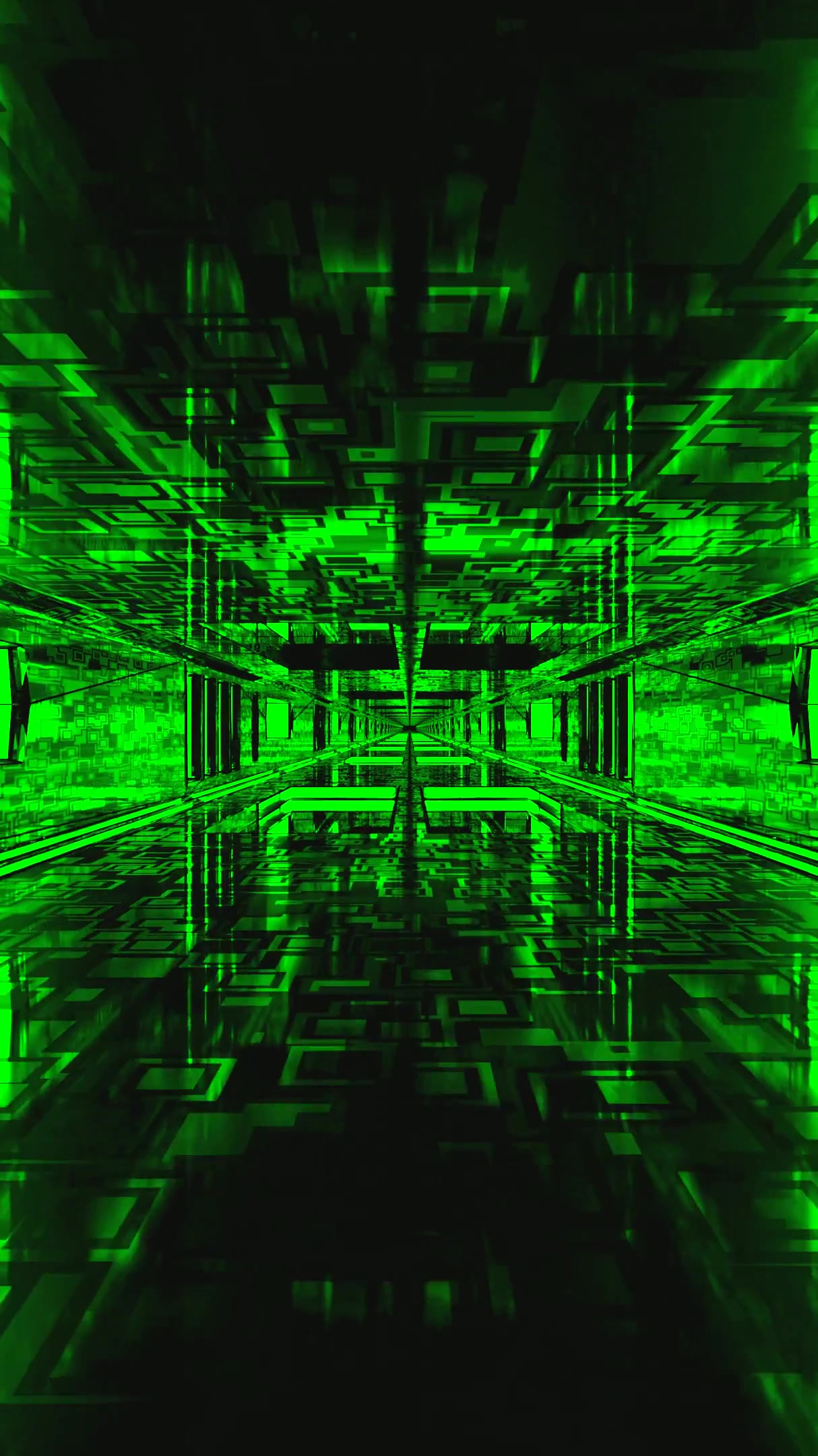 Seamless tunnel video vj loop screensaver with vibrant green visuals and smooth motion