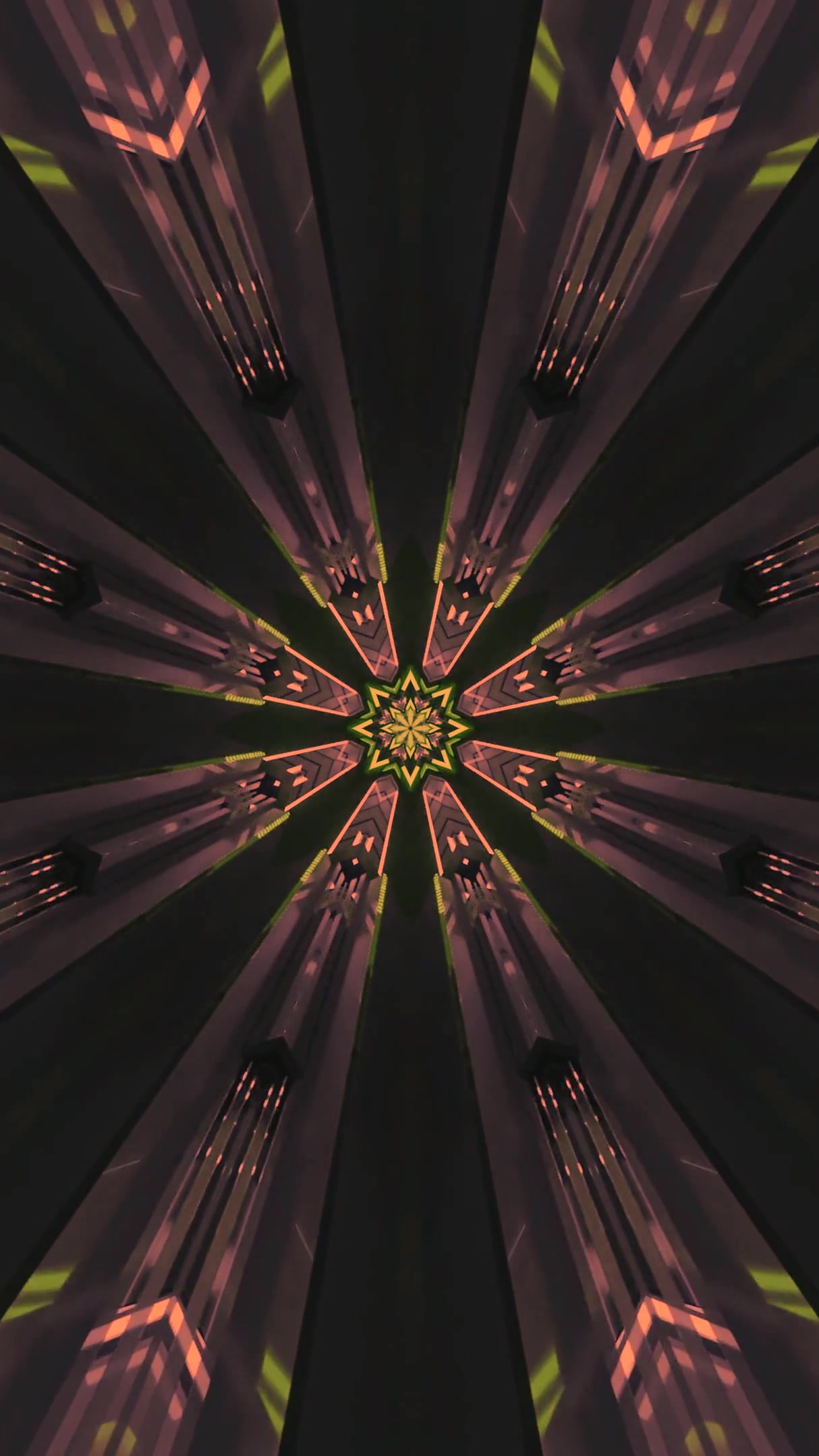 Tunnel video loop showcasing vibrant patterns and colors in a seamless motion for relaxation or ambient settings