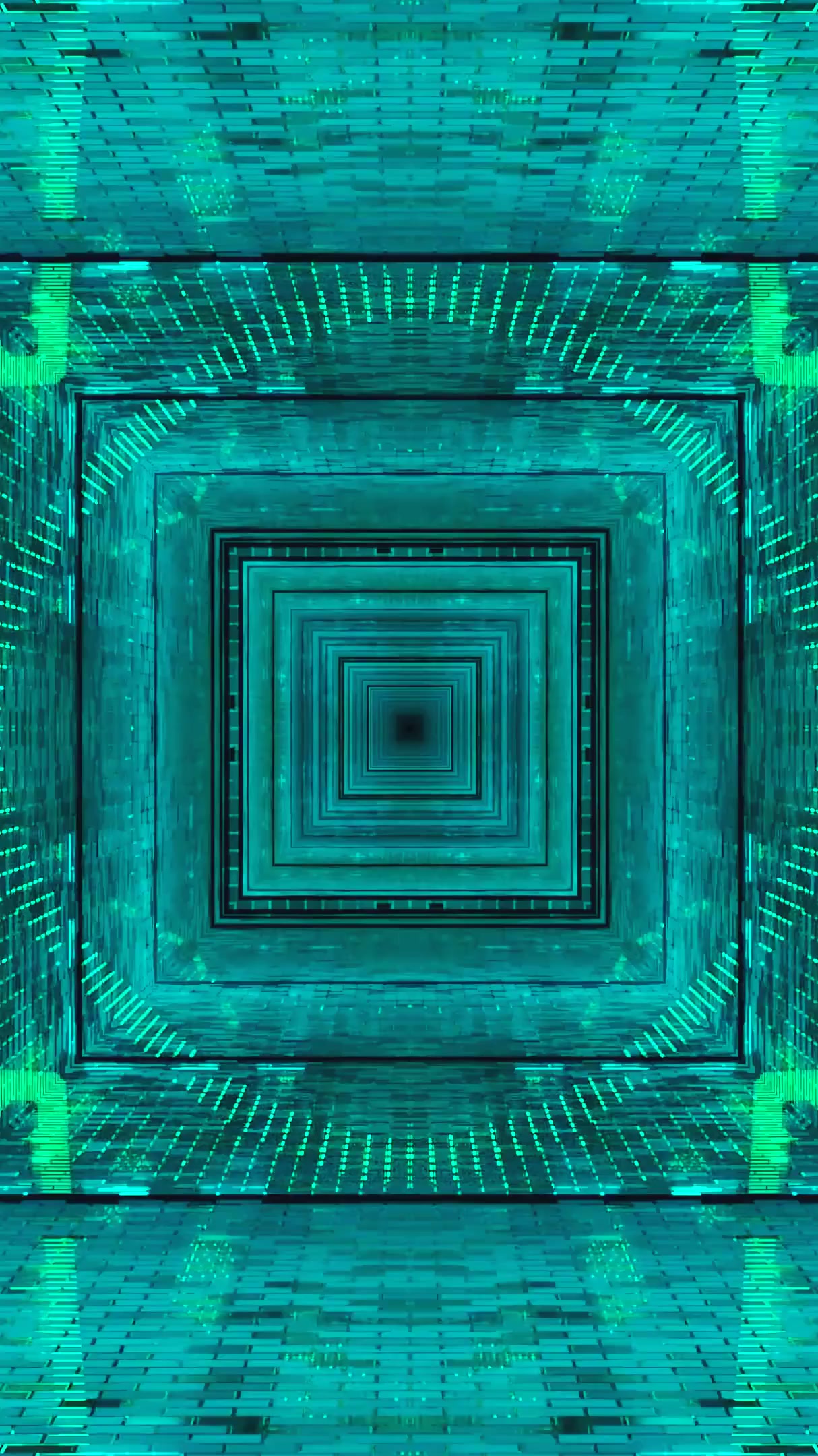 Endless tunnel video loop screensaver with vibrant turquoise visual effects