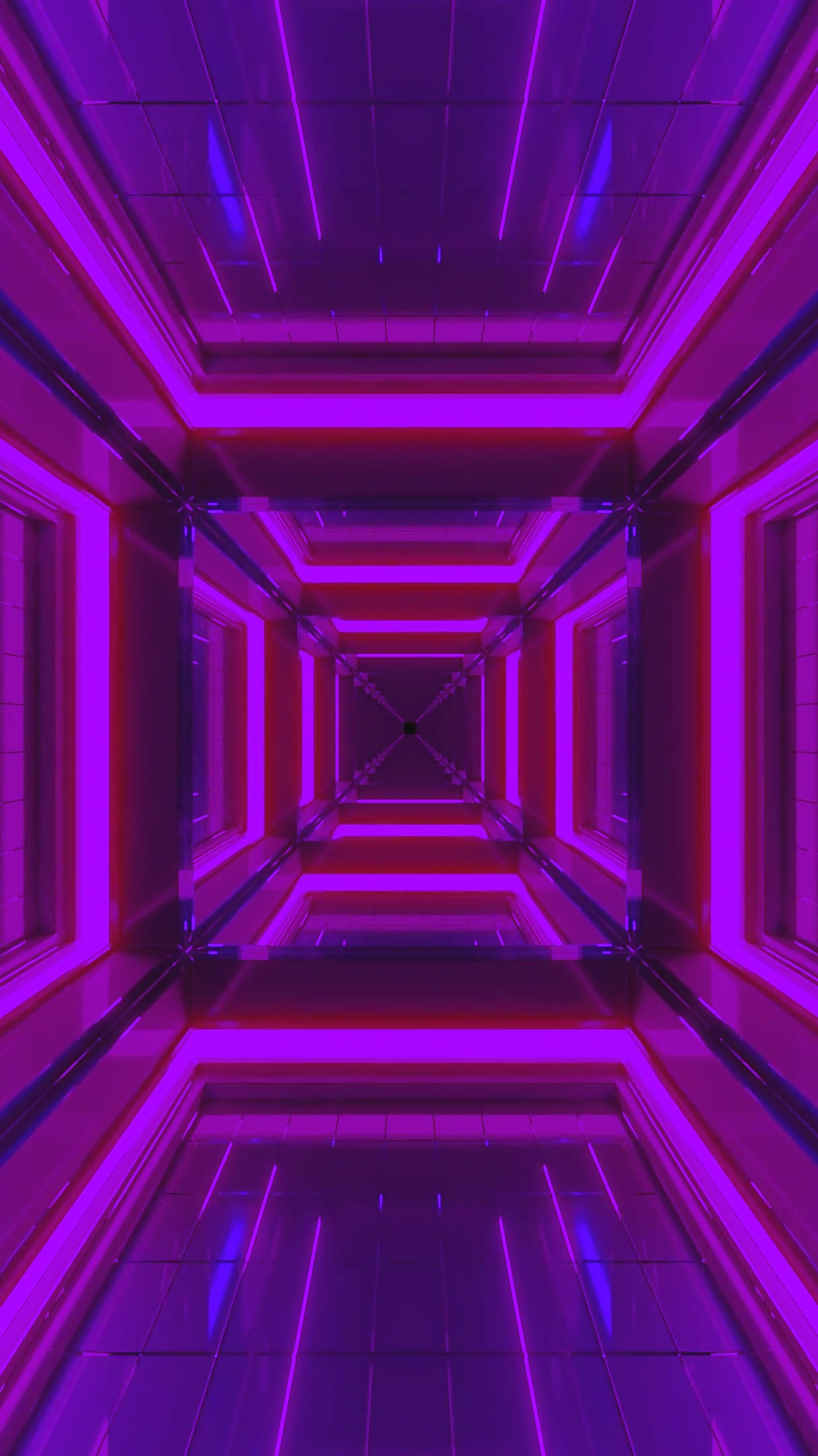 Colorful tunnel video loop with vibrant purple and pink neon lights creating a seamless visual experience for screensaver use