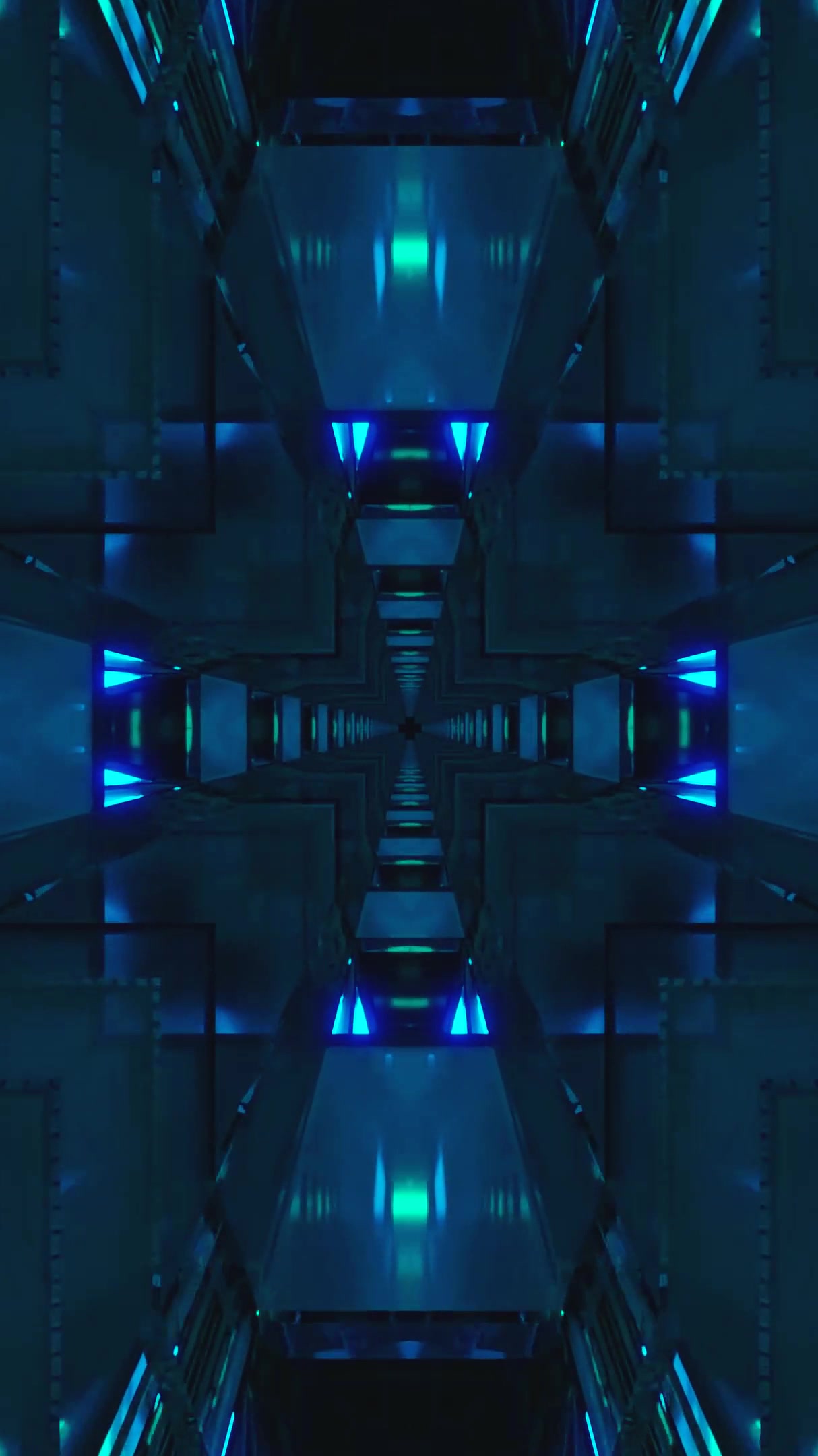Seamless looping tunnel video with vibrant blue lights creating an immersive visual experience