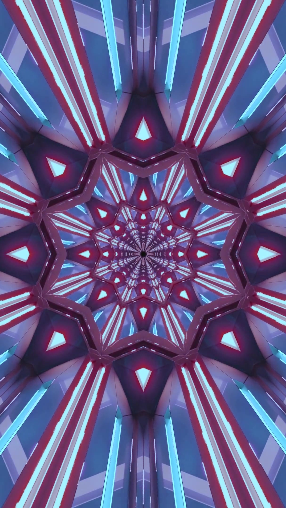 Tunnel video loop screensaver featuring colorful geometric patterns and vibrant lighting effects