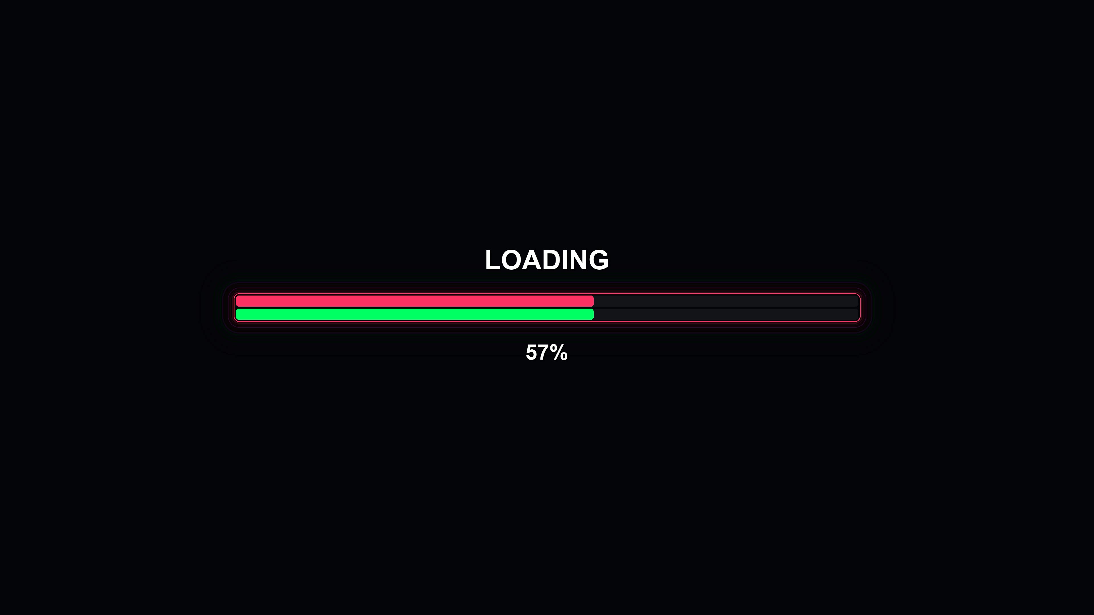 Progress bar animation shows vibrant colors filling up to indicate completion of loading
