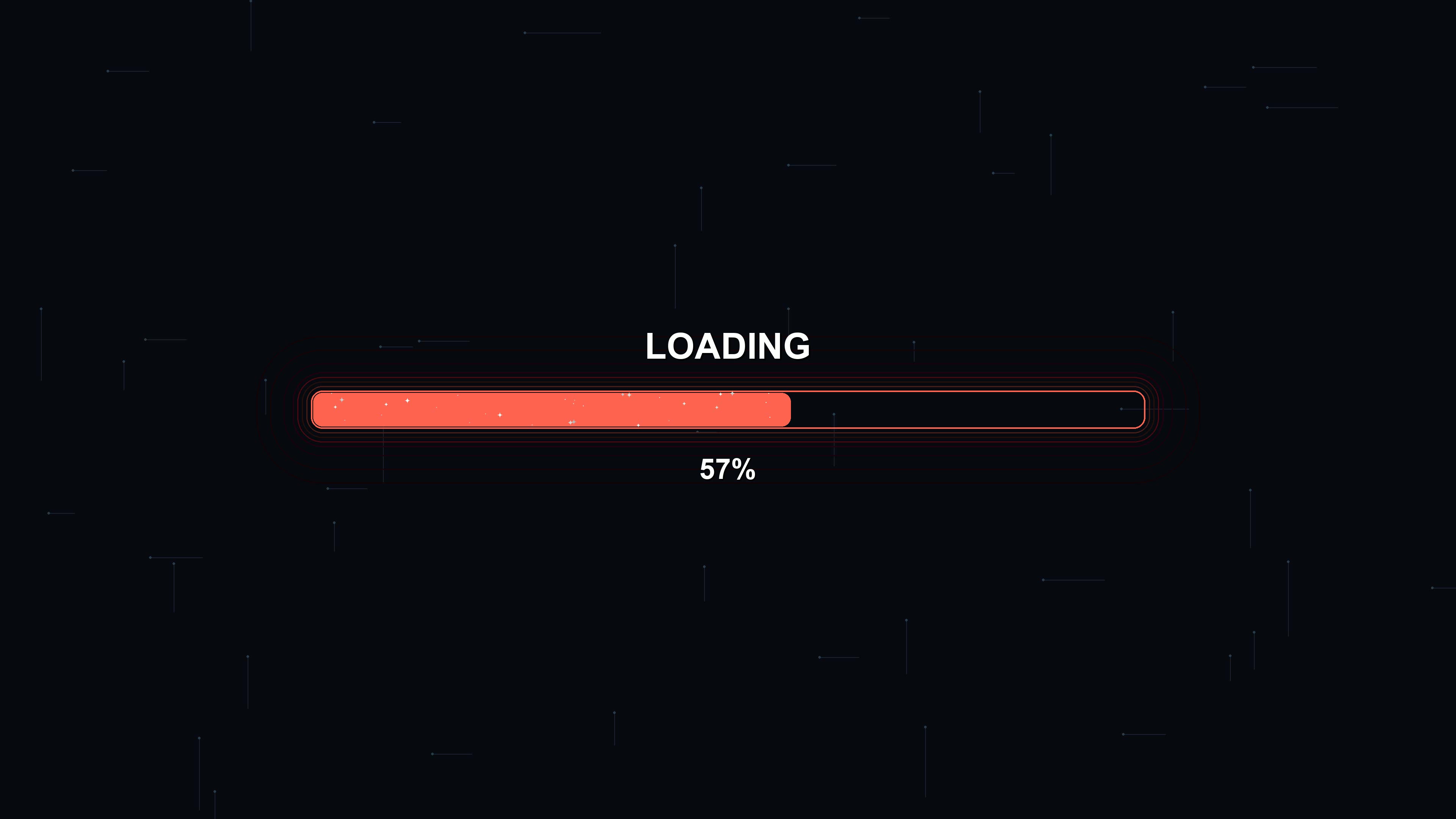 Stylish modern progressbar animation with vibrant colors displayed on a dark background showing progress loading to completion