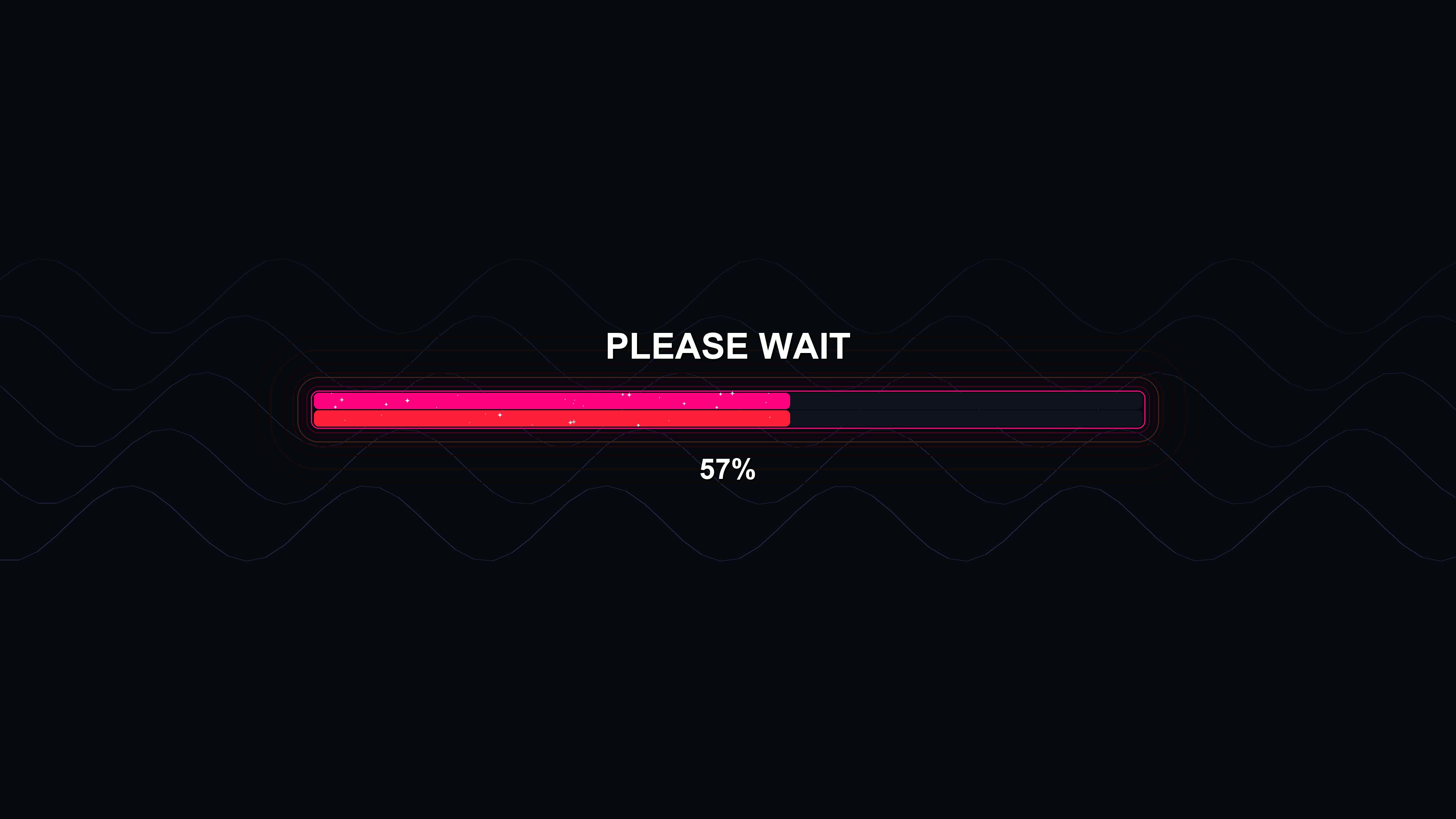 Modern progressbar animation displays vibrant colors while indicating loading status with a message to please wait as it reaches full capacity
