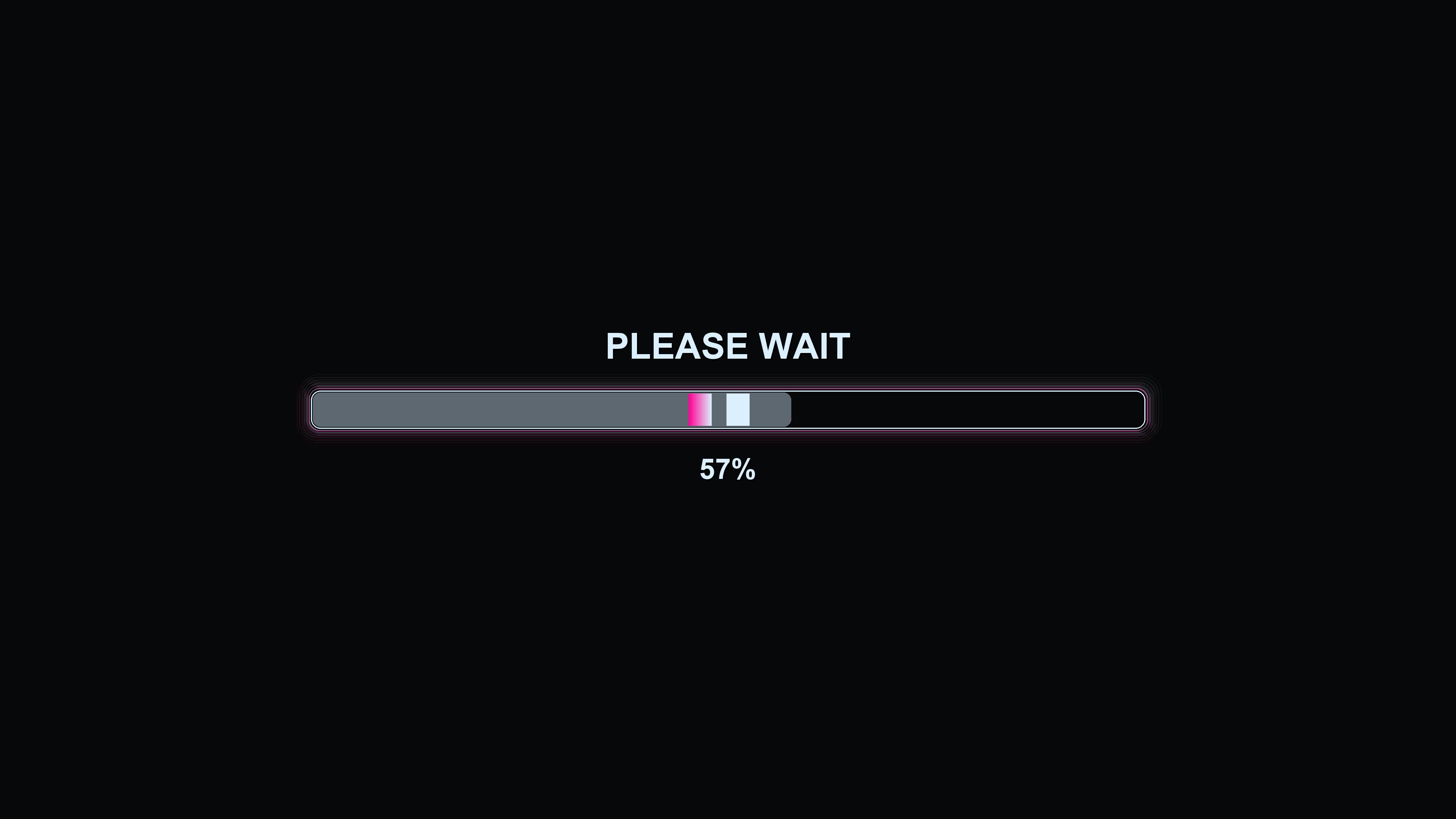 Stylish modern progressbar animation with vibrant colors on a dark background showing status message