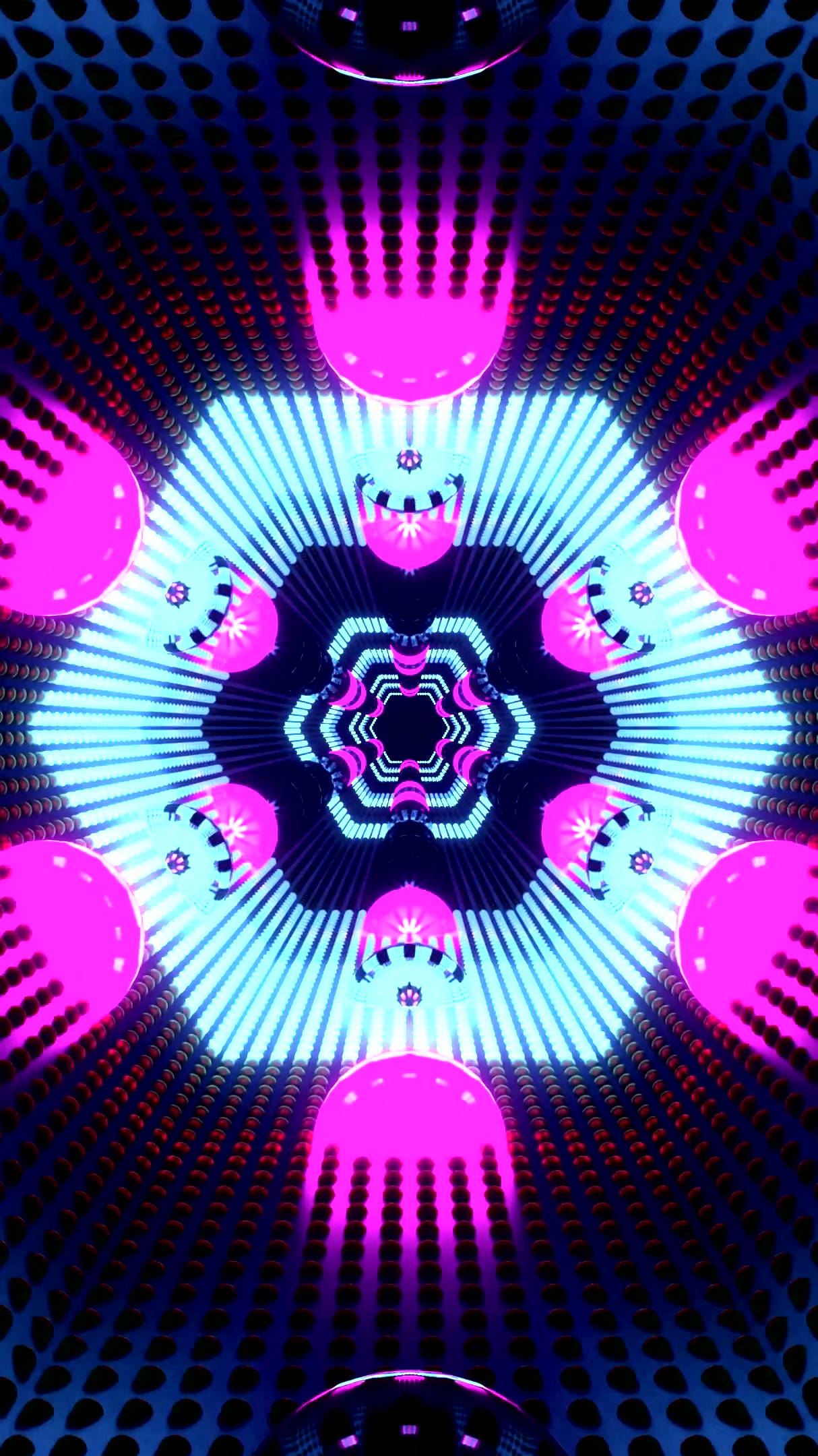 Seamless tunnel video loop featuring vibrant shapes and colors fo